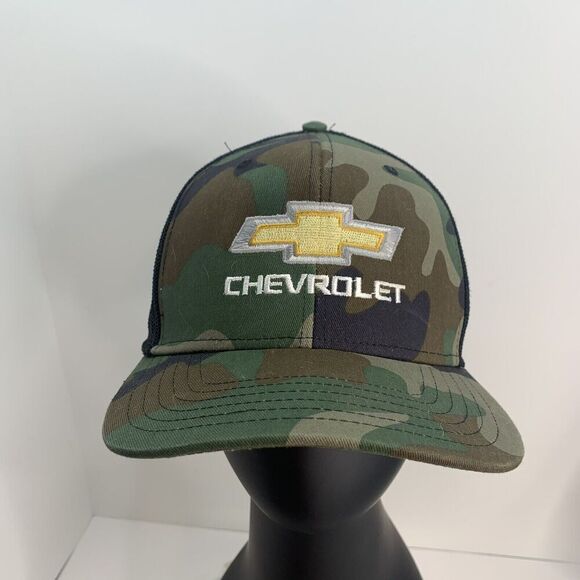 Chevrolet Red LBL 109 Camouflage‎ Trucker Snapback Black Cap US Flag - Picture 1 of 6